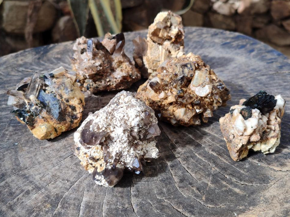 Natural Smokey Quartz Specimens with Associated Minerals x 6 From Mulanje, Malawi - Toprock Gemstones and Minerals 