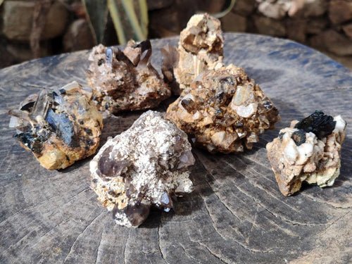 Natural Smokey Quartz Specimens with Associated Minerals x 6 From Mulanje, Malawi - Toprock Gemstones and Minerals 
