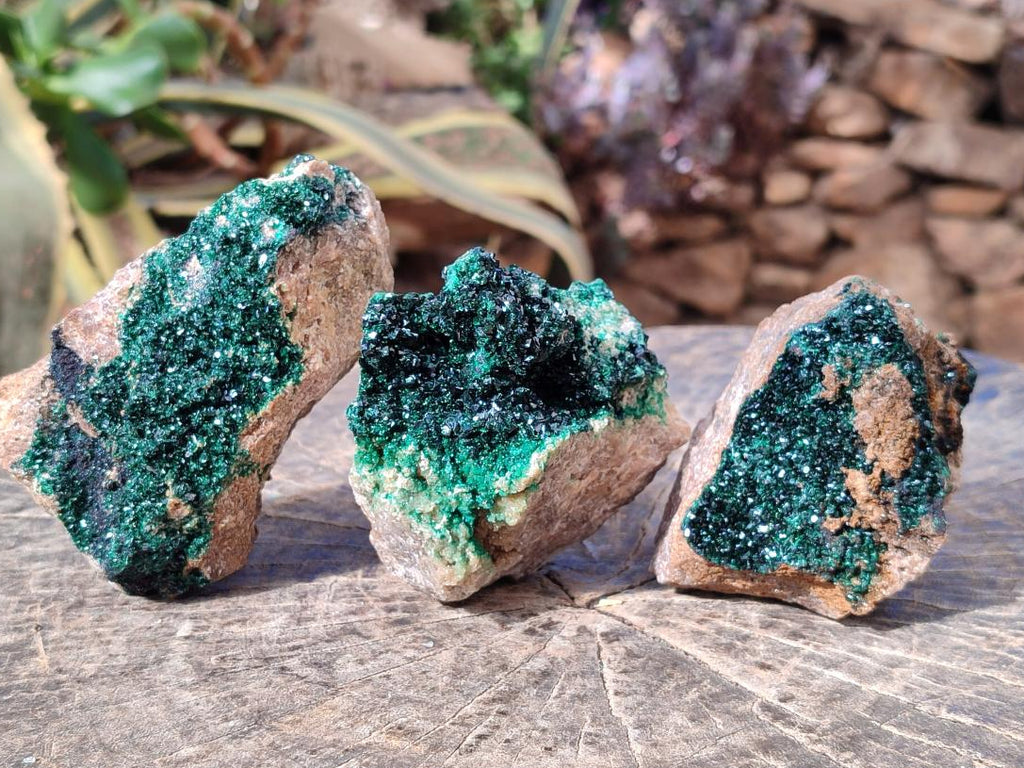 Natural Crystalline Malachite Specimens x 3 From Tenke Fungurume, Congo - Toprock Gemstones and Minerals 