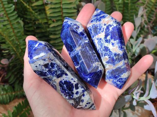 Polished Double Terminated Sodalite Crystals x 6 From Kunene River, Namibia - Toprock Gemstones and Minerals 