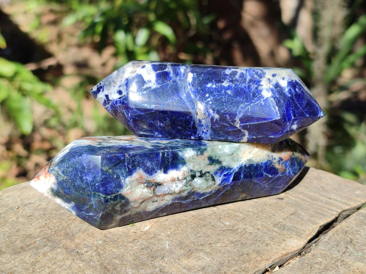 Polished Double Terminated Sodalite Crystals x 6 From Kunene River, Namibia - Toprock Gemstones and Minerals 