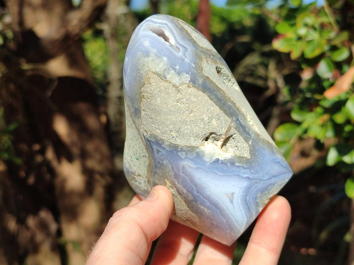 Polished Blue Lace Agate Standing Display Pieces x 3 From Nsanje, Malawi - Toprock Gemstones and Minerals 
