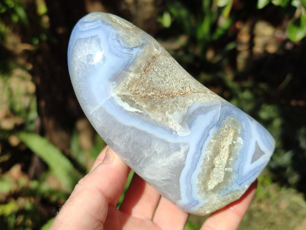 Polished Blue Lace Agate Standing Display Pieces x 3 From Nsanje, Malawi - Toprock Gemstones and Minerals 