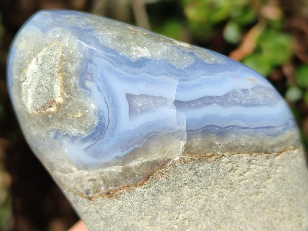 Polished Blue Lace Agate Standing Display Pieces x 3 From Nsanje, Malawi - Toprock Gemstones and Minerals 