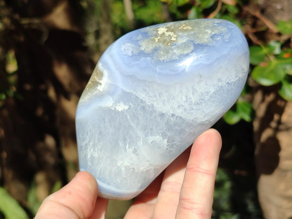 Polished Blue Lace Agate Standing Display Pieces x 3 From Nsanje, Malawi - Toprock Gemstones and Minerals 