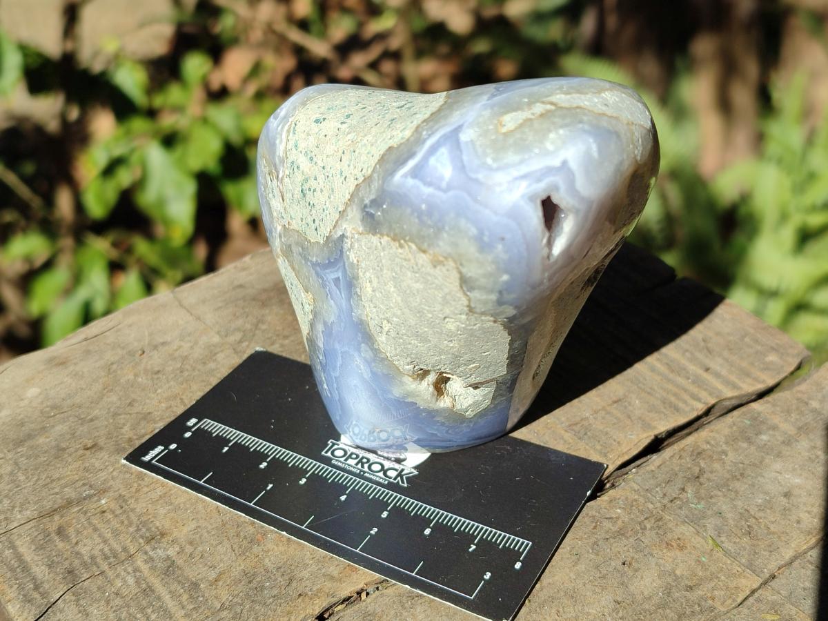Polished Blue Lace Agate Standing Display Pieces x 3 From Nsanje, Malawi - Toprock Gemstones and Minerals 