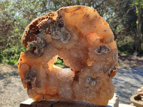 Polished XL Banded Agate Geode x 1 From Madagascar - Toprock Gemstones and Minerals 