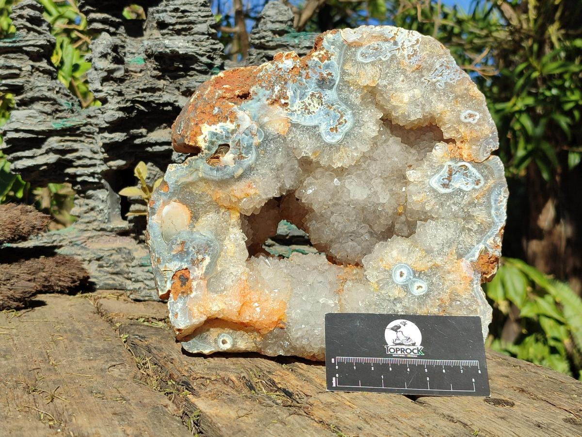 Polished XL Banded Agate Geode x 1 From Madagascar - Toprock Gemstones and Minerals 