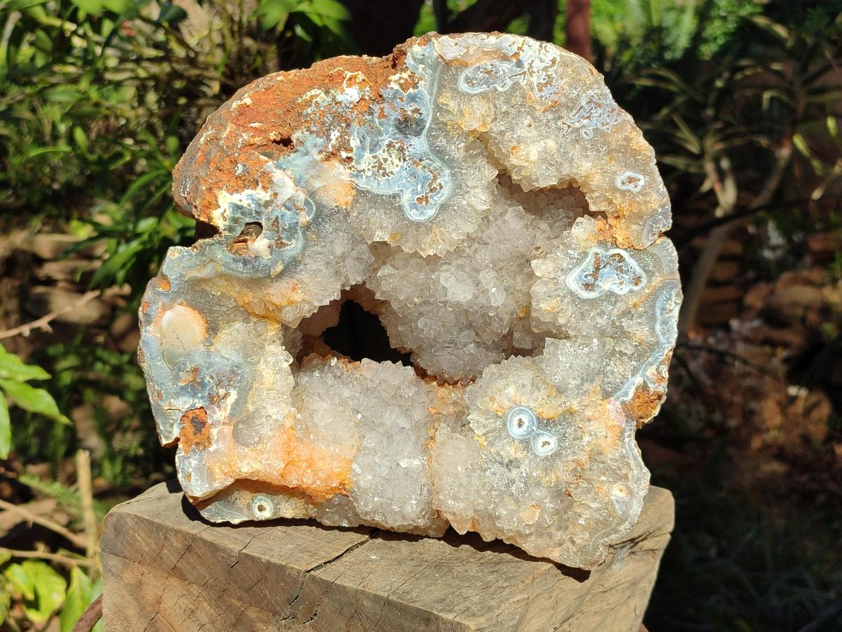 Polished XL Banded Agate Geode x 1 From Madagascar - Toprock Gemstones and Minerals 