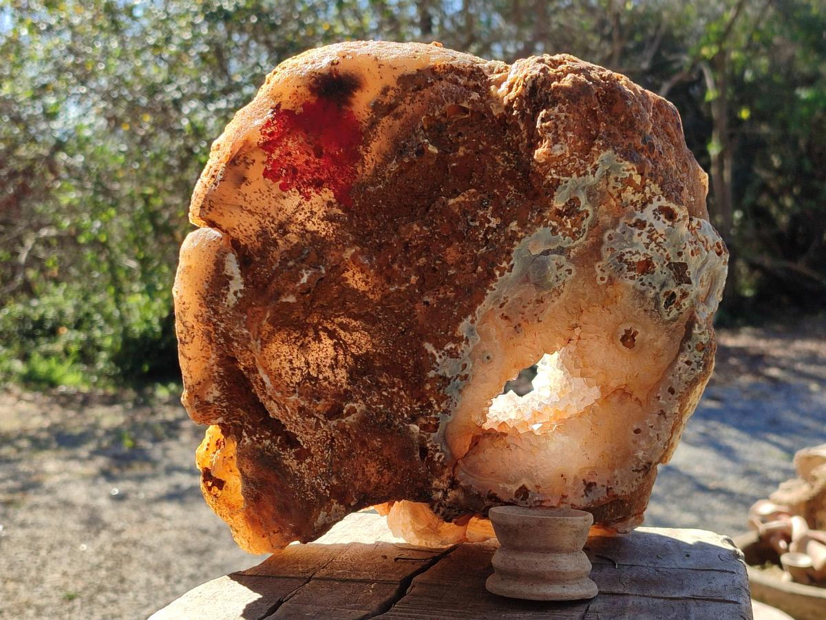 Polished XL Banded Agate Geode x 1 From Madagascar - Toprock Gemstones and Minerals 