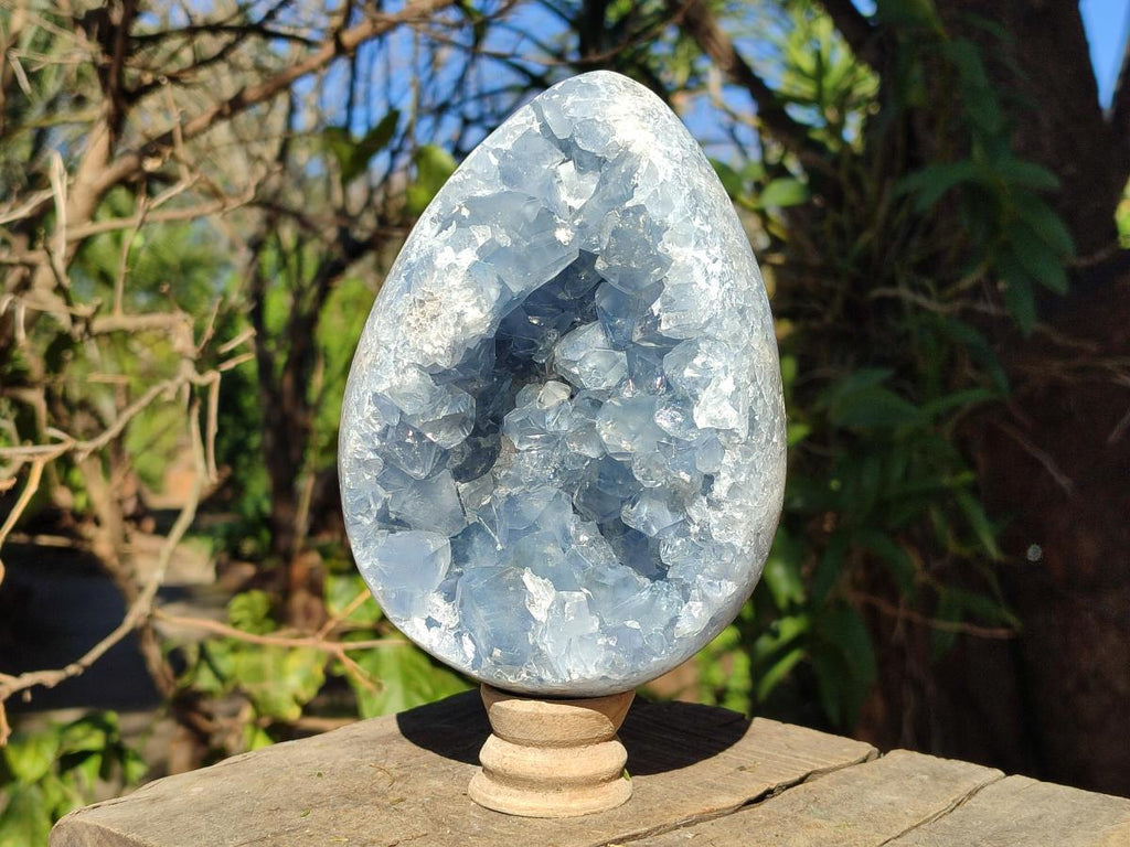 Polished Large Blue Celestite Egg x 1 From Sakoany, Madagascar - Toprock Gemstones and Minerals 