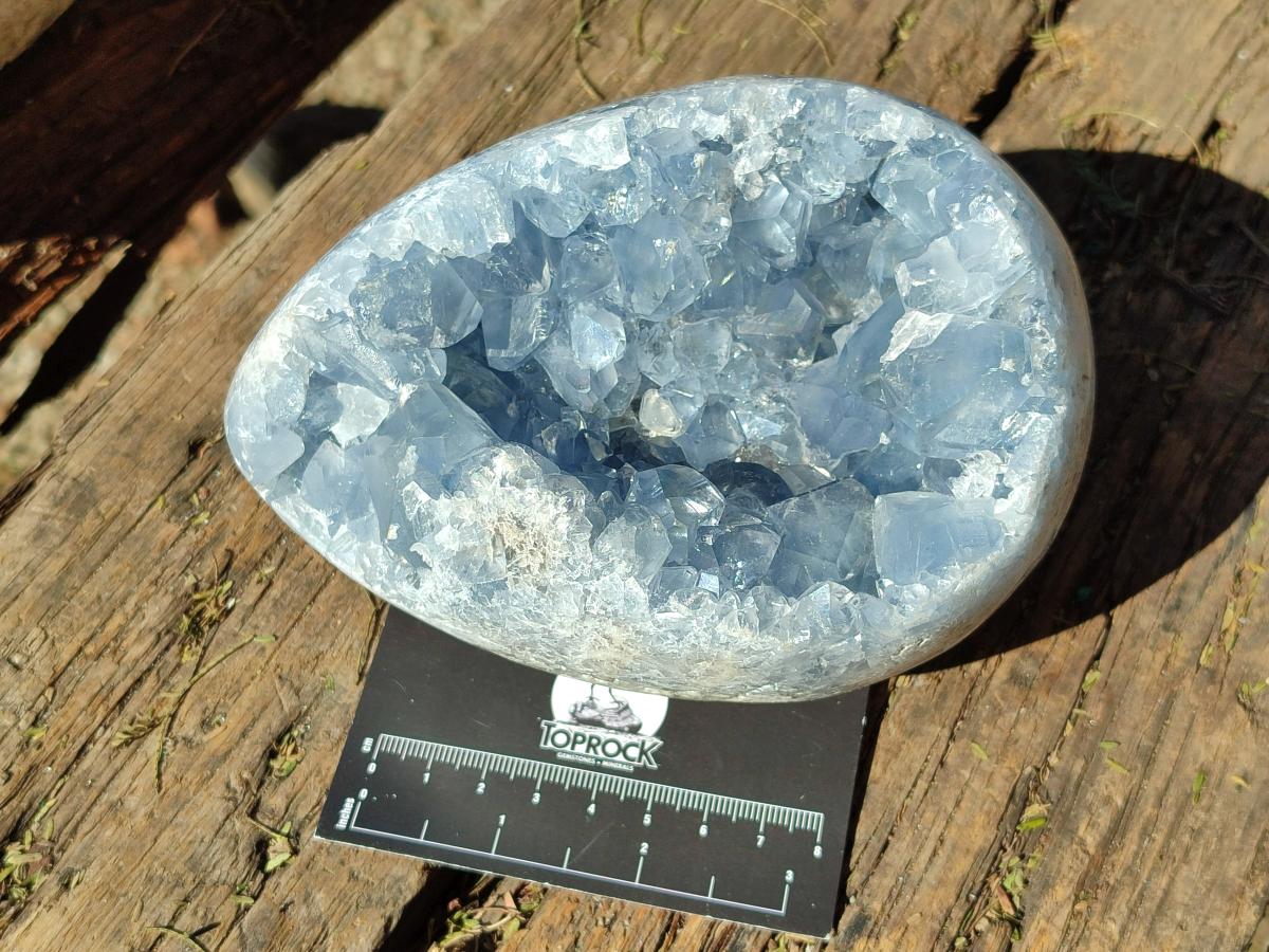 Polished Large Blue Celestite Egg x 1 From Sakoany, Madagascar - Toprock Gemstones and Minerals 