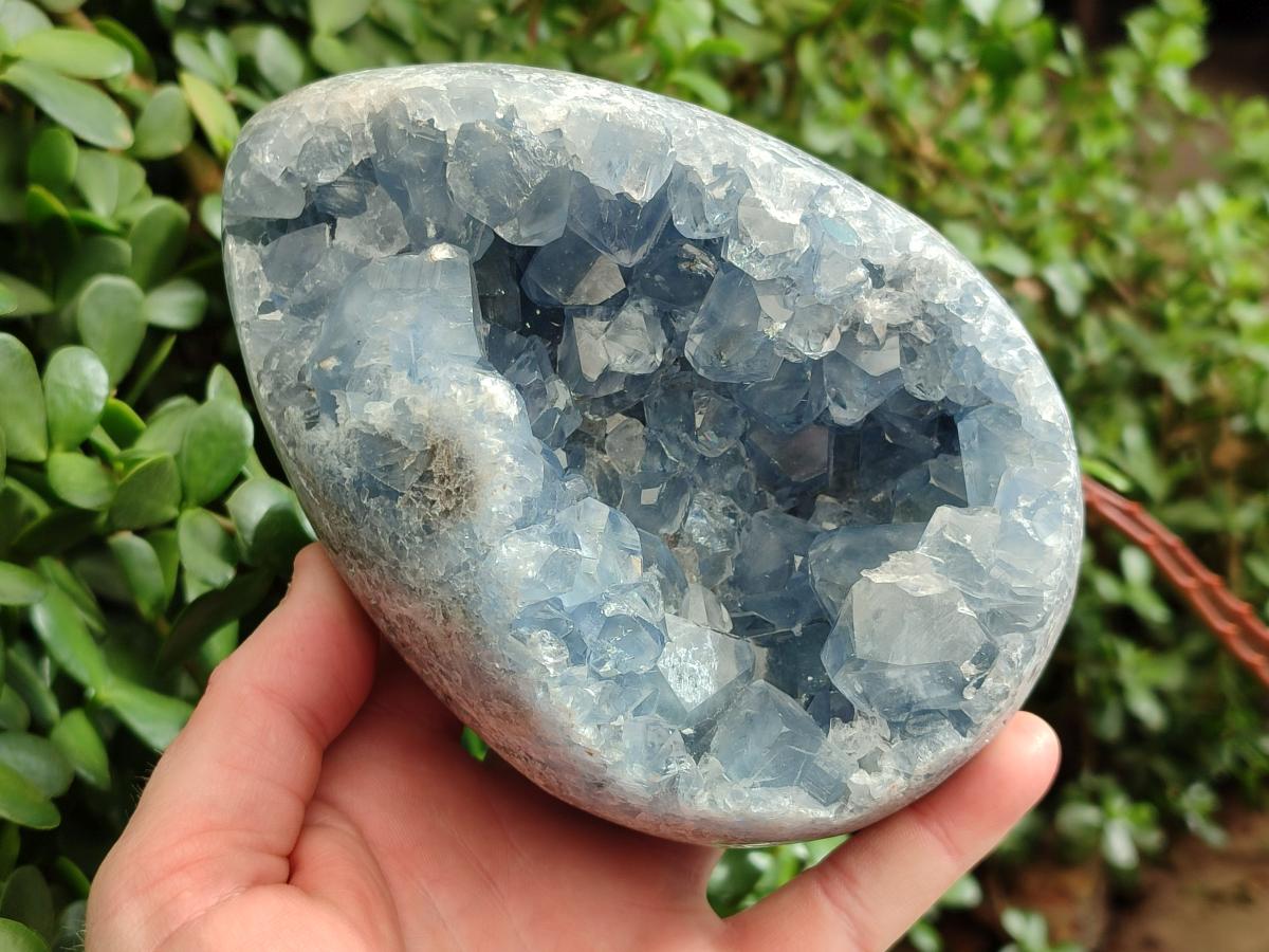 Polished Large Blue Celestite Egg x 1 From Sakoany, Madagascar - Toprock Gemstones and Minerals 