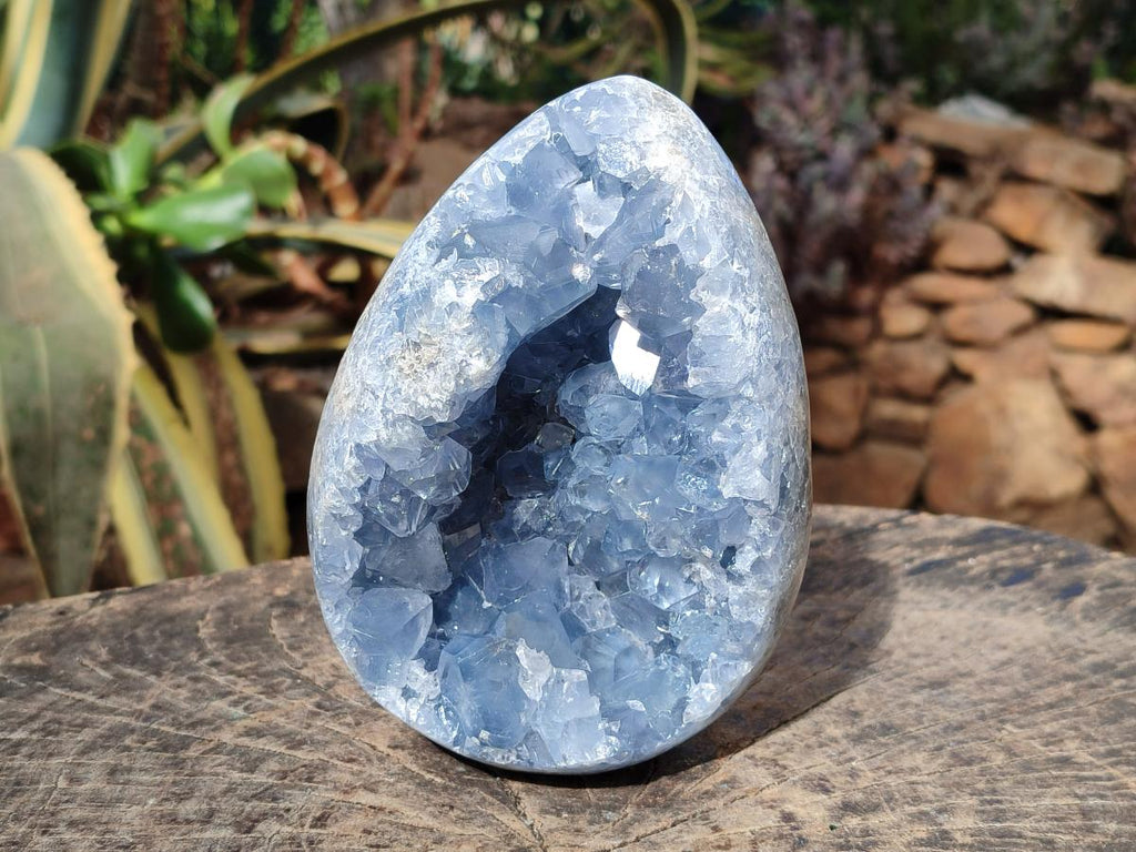 Polished Large Blue Celestite Egg x 1 From Sakoany, Madagascar - Toprock Gemstones and Minerals 