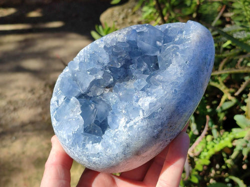 Polished Large Blue Celestite Egg x 1 From Sakoany, Madagascar - Toprock Gemstones and Minerals 