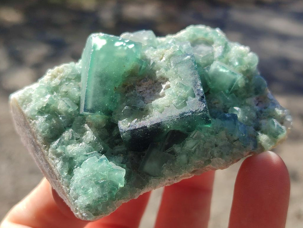 Natural Green Cubic Fluorite Specimens x 6 From Mandrosonoro, Madagascar - Toprock Gemstones and Minerals 