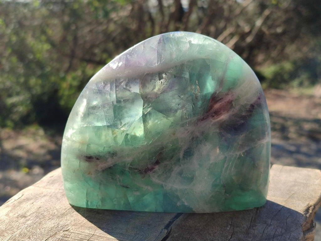 Polished Watermelon Fluorite Standing Display Pieces x 2 From Uis, Namibia - Toprock Gemstones and Minerals 