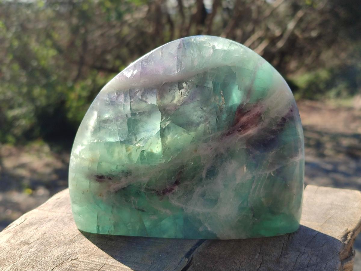 Polished Watermelon Fluorite Standing Display Pieces x 2 From Uis, Namibia - Toprock Gemstones and Minerals 