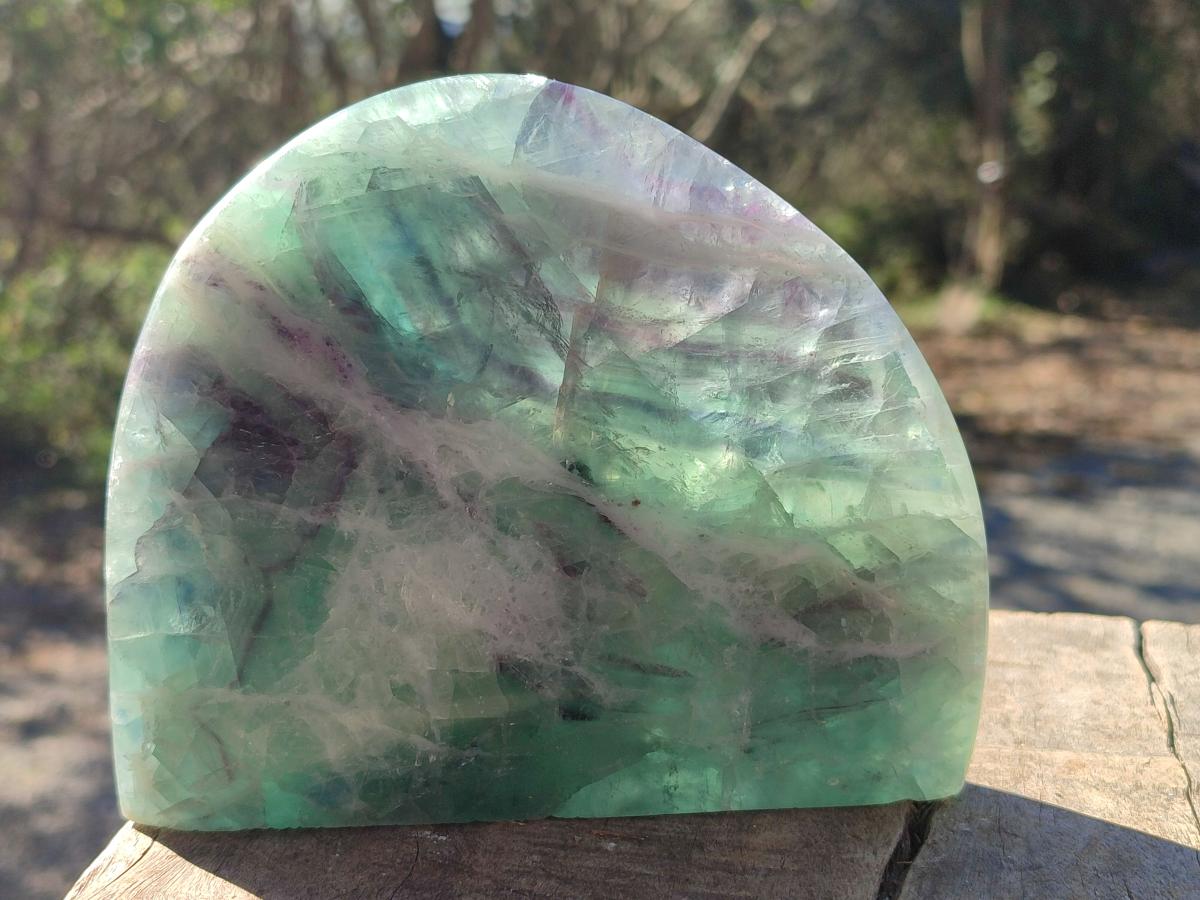 Polished Watermelon Fluorite Standing Display Pieces x 2 From Uis, Namibia - Toprock Gemstones and Minerals 