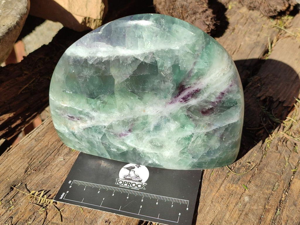 Polished Watermelon Fluorite Standing Display Pieces x 2 From Uis, Namibia - Toprock Gemstones and Minerals 