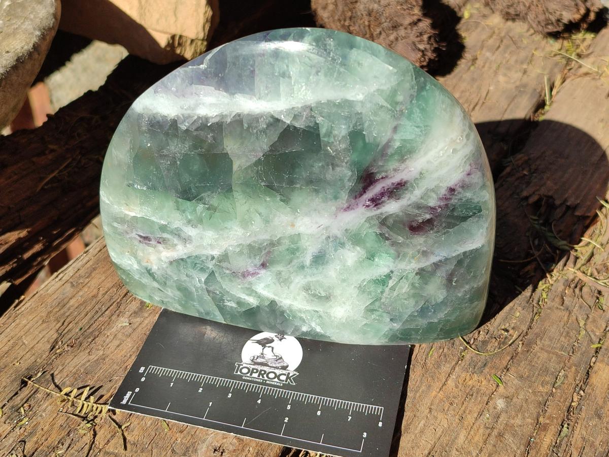 Polished Watermelon Fluorite Standing Display Pieces x 2 From Uis, Namibia - Toprock Gemstones and Minerals 