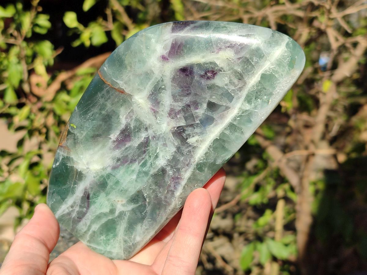 Polished Watermelon Fluorite Standing Display Pieces x 2 From Uis, Namibia - Toprock Gemstones and Minerals 