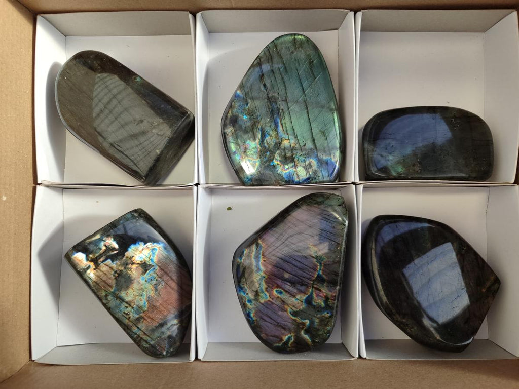 Polished Labradorite Standing Display Pieces x 6 From Madagascar - Toprock Gemstones and Minerals 