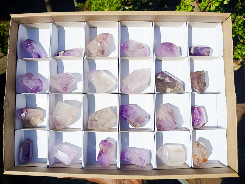 Polished Window Crystals x 24 From Akansobe, Madagascar - Toprock Gemstones and Minerals 