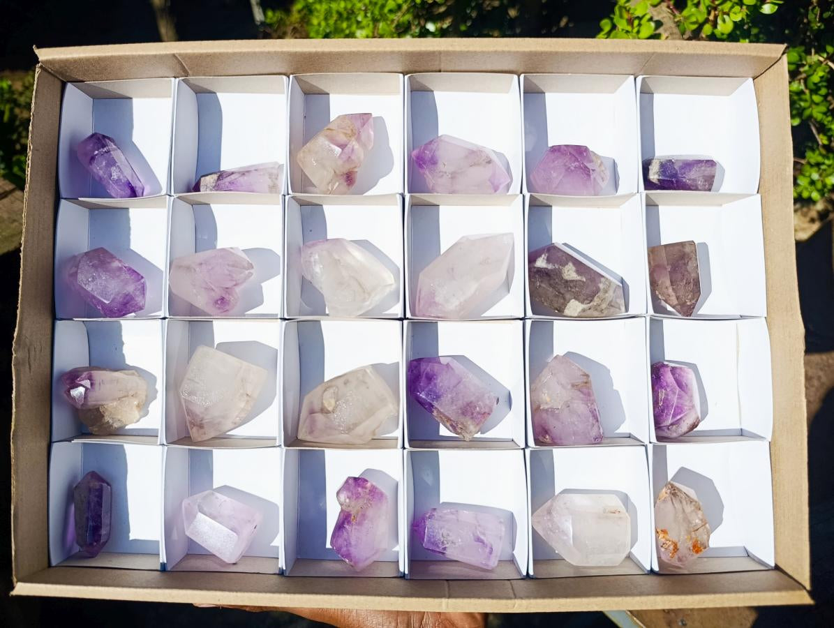 Polished Window Crystals x 24 From Akansobe, Madagascar - Toprock Gemstones and Minerals 