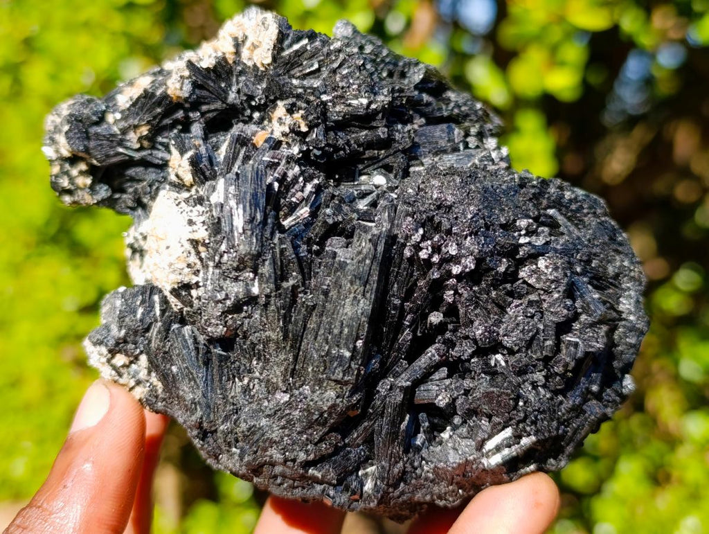 Natural Schorl Black Tourmaline Specimens with Associated Minerals x 2 From Erongo, Namibia