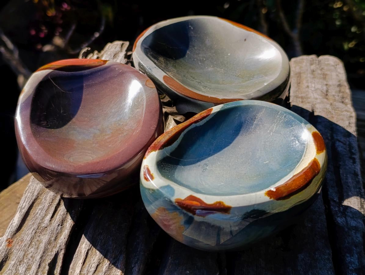 Polished Polychrome Jasper Bowls x 3 From NW Coast, Madagascar