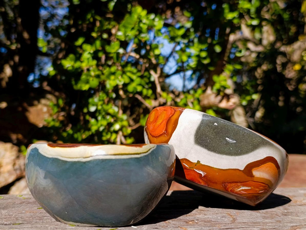 Polished Polychrome Jasper Bowls x 3 From NW Coast, Madagascar