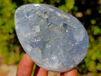 Polished and Natural Blue Celestite Eggs x 6 From Sakoany, Madagascar