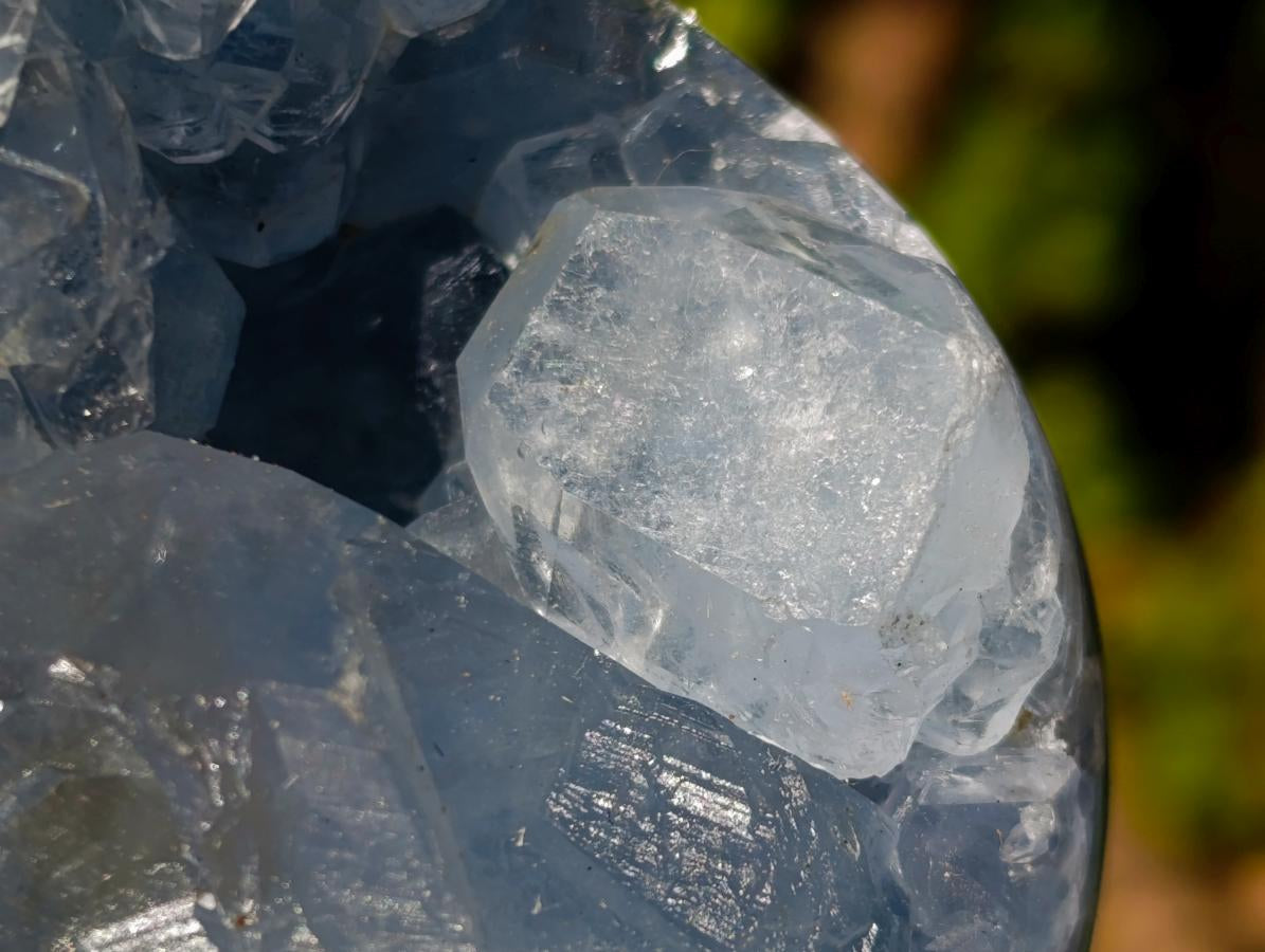 Polished and Natural Blue Celestite Eggs x 6 From Sakoany, Madagascar