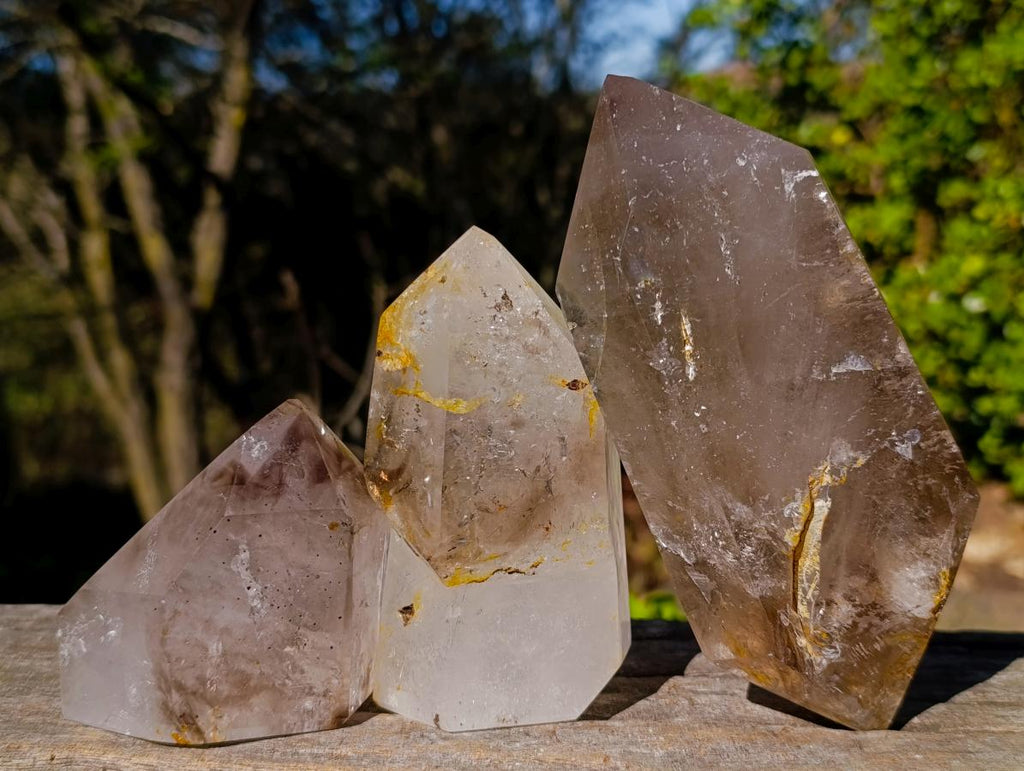 Polished Smokey Quartz Mixed Crystals x 3 From Madagascar