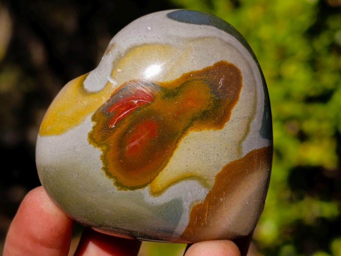 Polished Polychrome Jasper Hearts x 6 From NW Coast, Madagascar