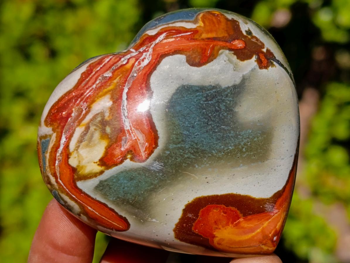 Polished Polychrome Jasper Hearts x 6 From NW Coast, Madagascar