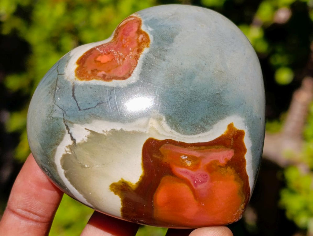 Polished Polychrome Jasper Hearts x 6 From NW Coast, Madagascar