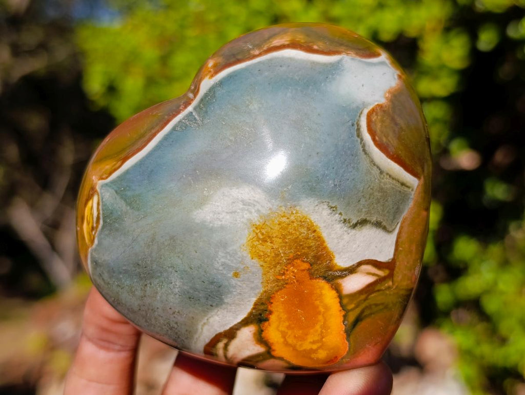Polished Polychrome Jasper Hearts x 6 From NW Coast, Madagascar