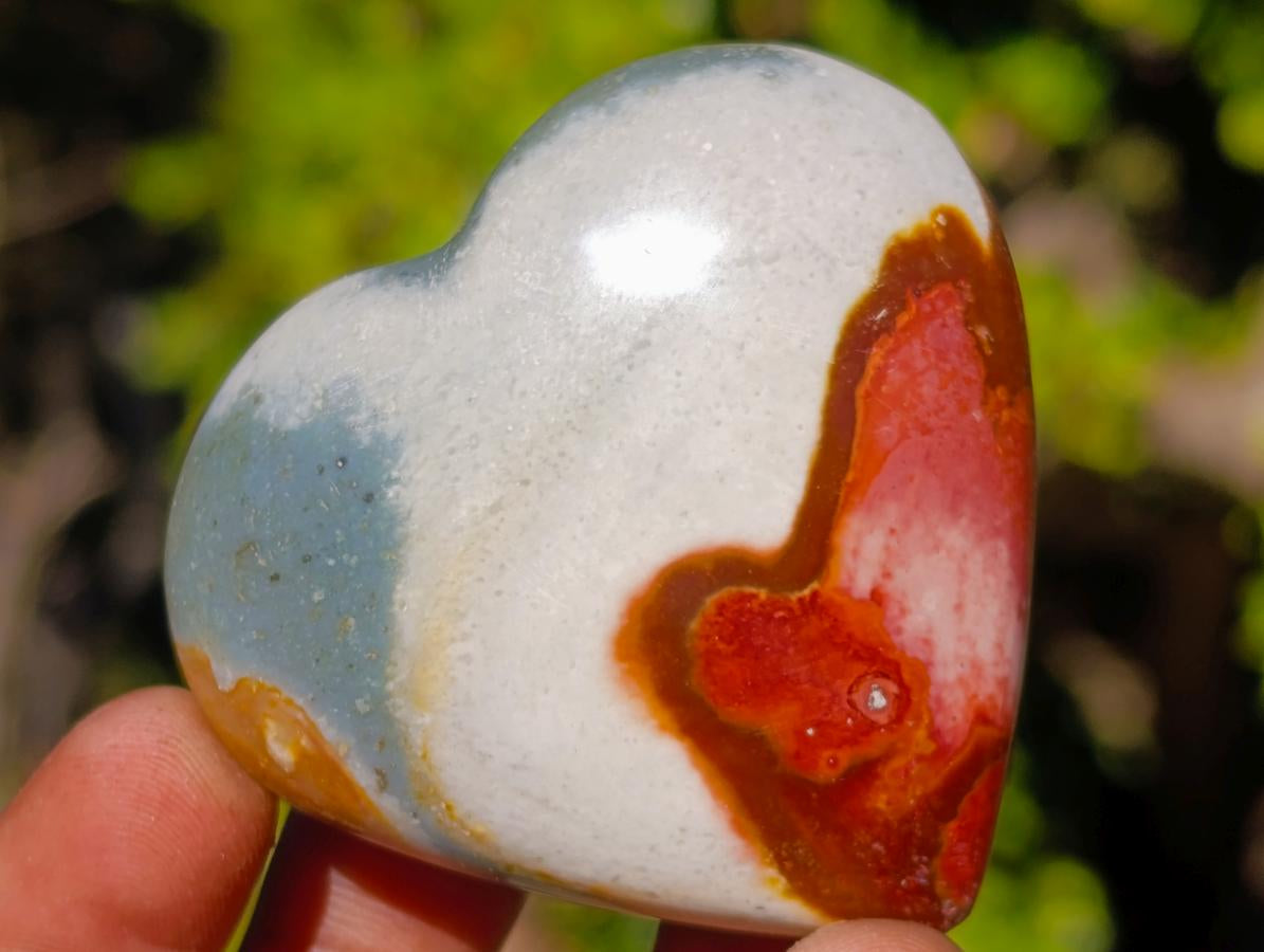 Polished Polychrome Jasper Hearts x 6 From NW Coast, Madagascar