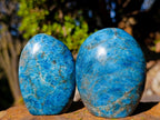 Polished Blue Apatite Standing Display Pieces x 6 From Betroka, Madagascar