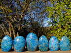 Polished Blue Apatite Standing Display Pieces x 6 From Betroka, Madagascar