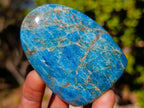 Polished Blue Apatite Standing Display Pieces x 6 From Betroka, Madagascar
