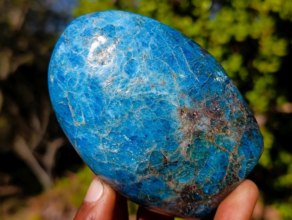 Polished Blue Apatite Standing Display Pieces x 6 From Betroka, Madagascar
