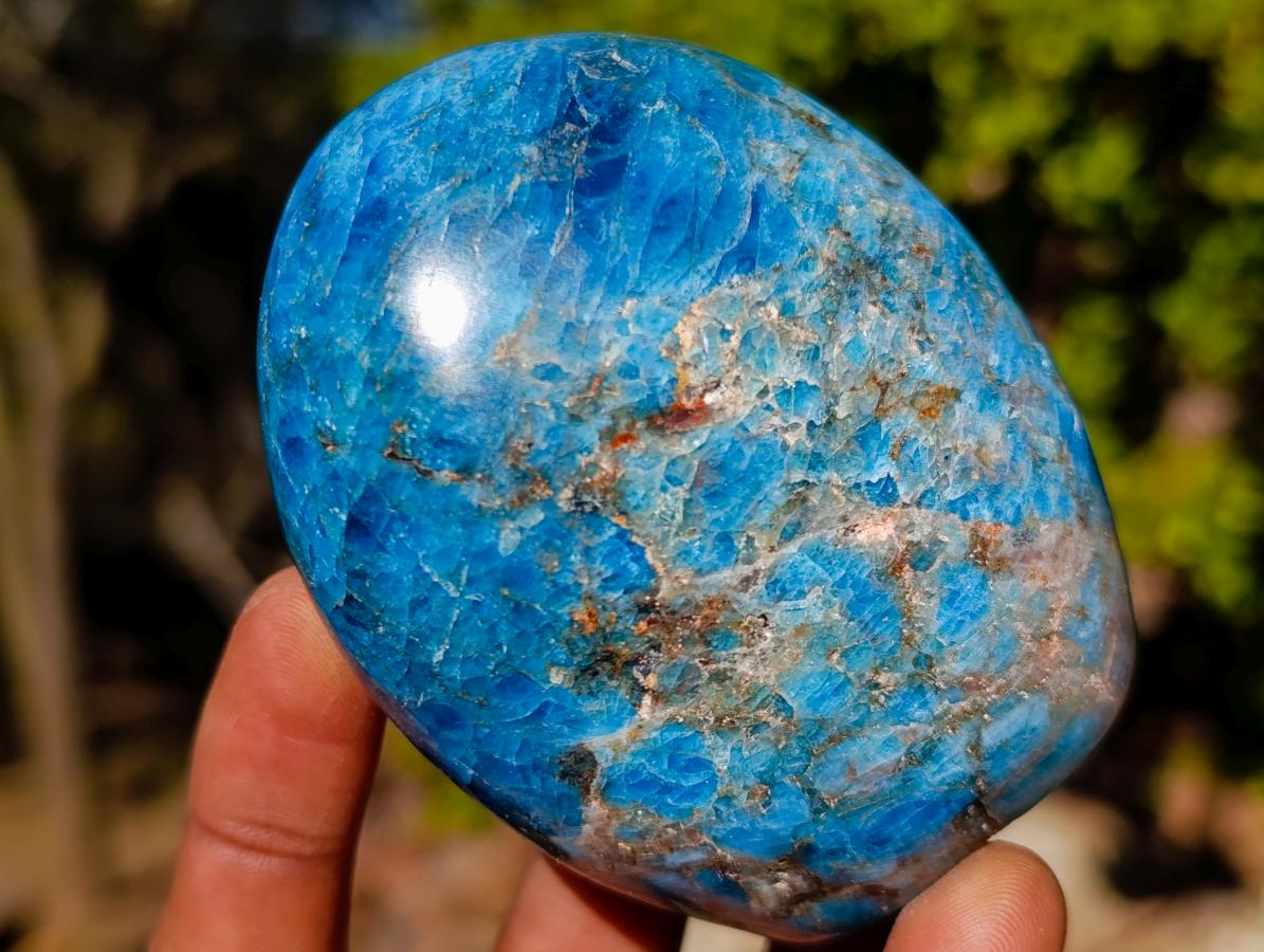 Polished Blue Apatite Standing Display Pieces x 6 From Betroka, Madagascar