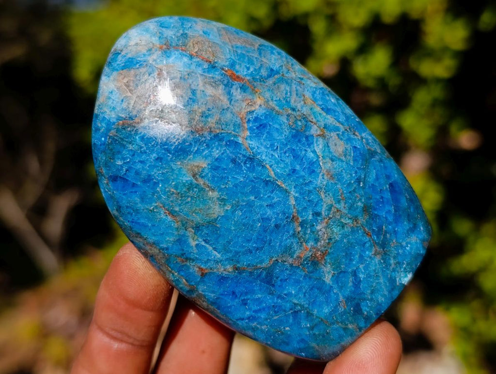 Polished Blue Apatite Standing Display Pieces x 6 From Betroka, Madagascar