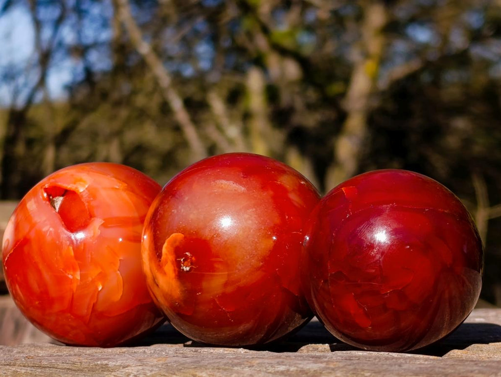 Polished Carnelian Agate Gemstone Spheres x 6 From Madagascar