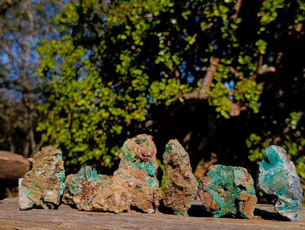 Natural Rare Barite Specimens with Malachite x 6 From Shangulowé Mine, Congo