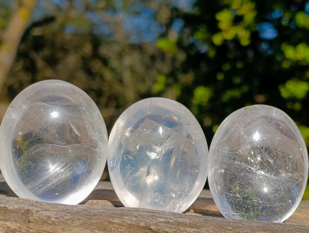 Polished Clear Quartz Palm Stones x 24 From Madagascar
