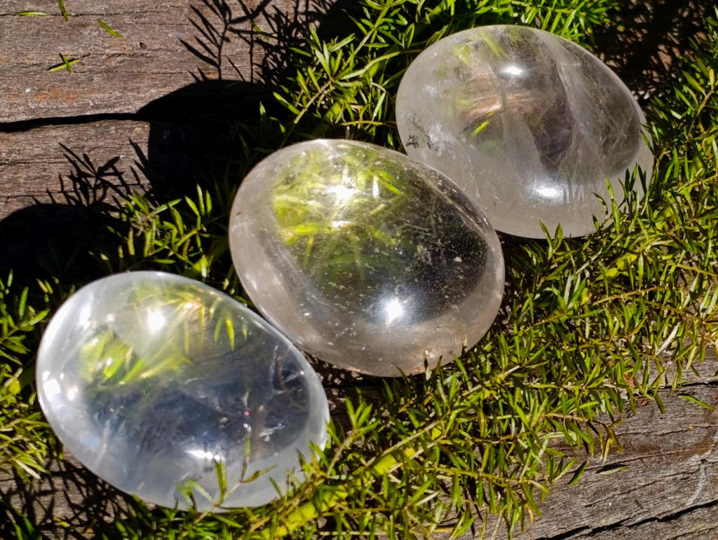 Polished Clear Quartz Palm Stones x 24 From Madagascar
